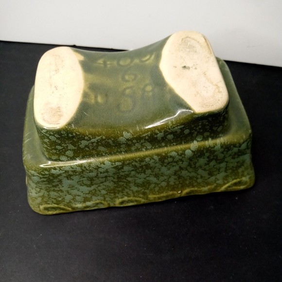 Vintage Brush Pottery Green Sponge White Planter 405-6 USA - Picture 10 of 13
